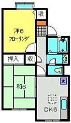 ヒルサイドテラス 1階2DKの間取り