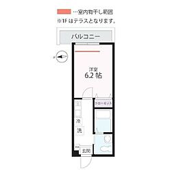 ハーミットクラブハウス横浜桜木町南 1階1Kの間取り