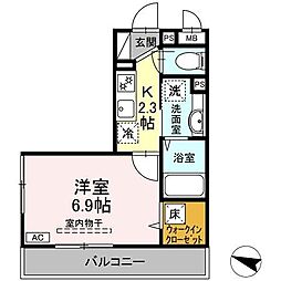 マレアガーデン新横浜F 1Kの間取図画像