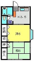 ハイツポートウインドA 1Kの間取図画像