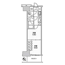 WORVE横浜伊勢佐木町 2Kの間取図画像