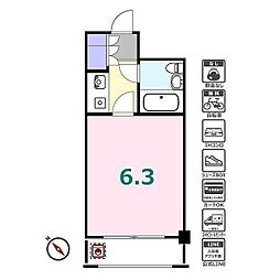 早川ビル ワンルームの間取図画像