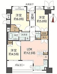 メロディーハイム北千里古江台弐番館 3LDKの間取図画像