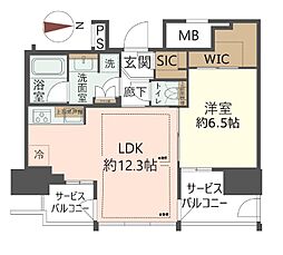 ブランズタワー南堀江 1LDKの間取り