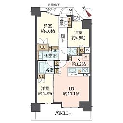 ジオ池田城南レジデンス 3LDKの間取図画像