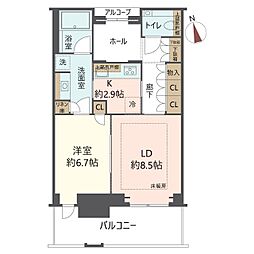 グラングリーン大阪ザノースレジデンス 1LDKの間取図画像