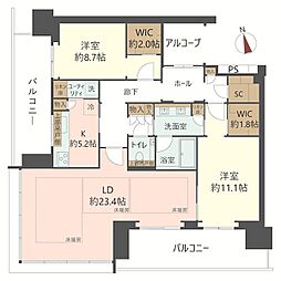 グラングリーン大阪ザノースレジデンス 2LDKの間取図画像