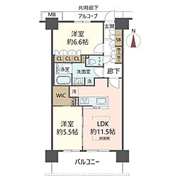ファインフラッツ御幣島 2LDKの間取図画像