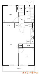 関大前スカイハイツA棟 2LDKの間取図画像