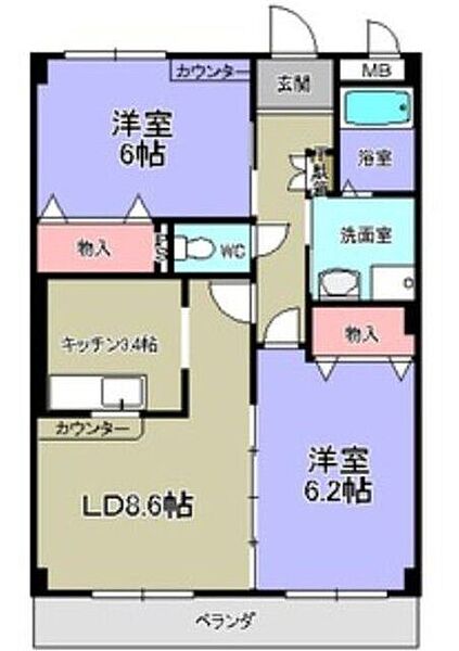 フォレストスクエア　シバタ 103｜愛知県名古屋市名東区西山台(賃貸マンション2LDK・1階・56.76㎡)の写真 その2