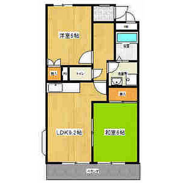 鈴の木ハイツB 203｜愛知県日進市香久山２丁目(賃貸マンション2LDK・2階・49.61㎡)の写真 その2