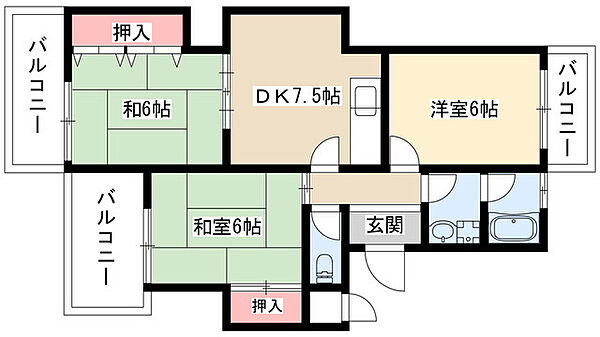 サンファミリア長久手I 407｜愛知県長久手市蟹原(賃貸マンション3DK・4階・55.97㎡)の写真 その2