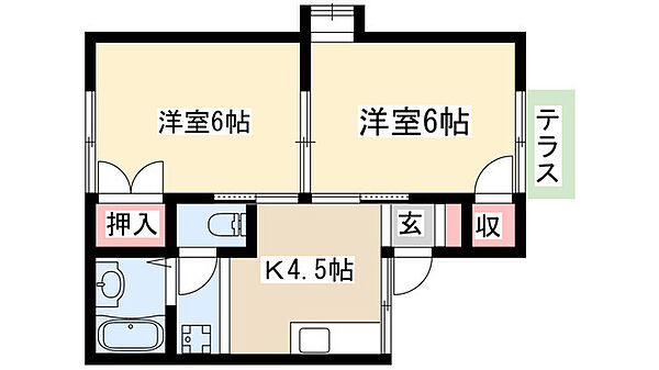 ホワイトコーポアサイI 103｜愛知県名古屋市名東区高針４丁目(賃貸アパート2K・1階・38.32㎡)の写真 その2