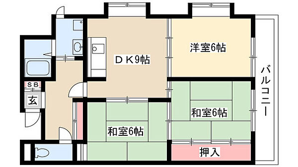 ドリーム名東 6D｜愛知県名古屋市名東区名東本通４丁目(賃貸マンション3DK・6階・62.37㎡)の写真 その2