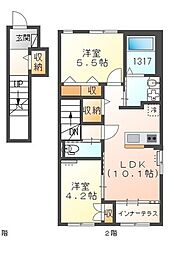 カサブランカ 2LDKの間取図画像
