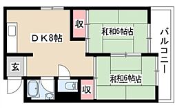 小林ビル 2DKの間取図画像