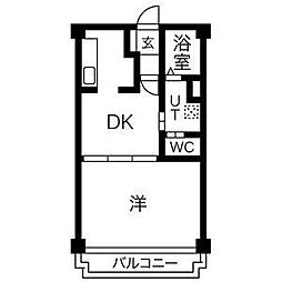コンフォート二番 1DKの間取図画像