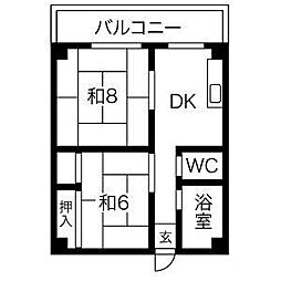 ミヅホビル 2DKの間取図画像