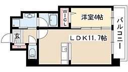 エルミタージュ桜山 1LDKの間取図画像