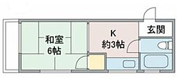 ムーニー若原 1Kの間取図画像