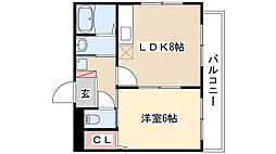 エクセル・フルール 1LDKの間取図画像
