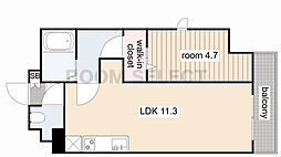 パークレジデンス汐路町 1LDKの間取図画像