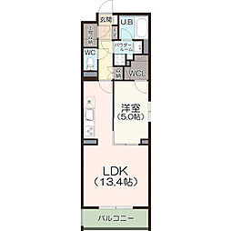 名古屋市西区枇杷島2丁目マンション 1LDKの間取図画像