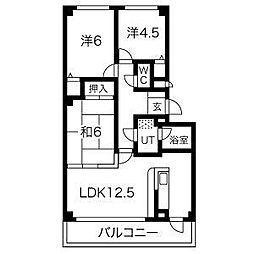 グランドヒルズ供米田1番館 3LDKの間取図画像