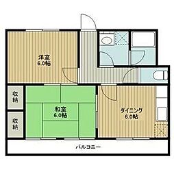 ブランシュ山の手 2DKの間取図画像