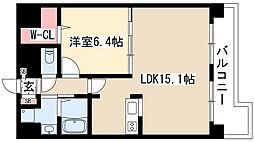 リバーコート砂田橋 1LDKの間取図画像