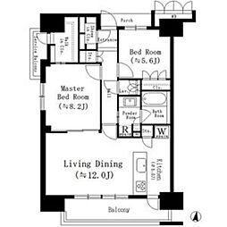 アンアージュ白壁 2LDKの間取図画像