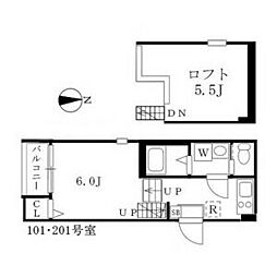 ハーモニーテラス栄生 1Kの間取図画像