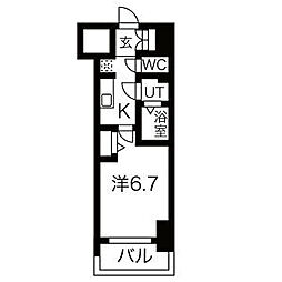メイクス鶴舞2 1Kの間取図画像