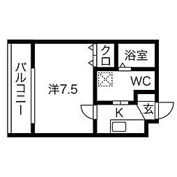 エルフラット 1Kの間取図画像