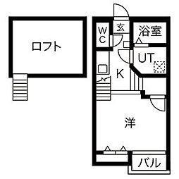 Creo八田参番館 1Kの間取図画像