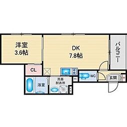 ハーモニーテラス平針I 1DKの間取図画像