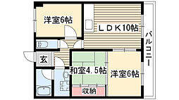 アクセスヒル 2LDKの間取図画像