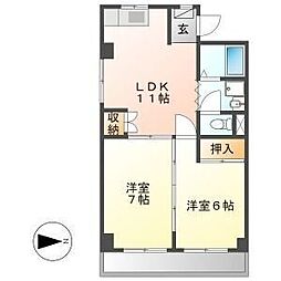 シャンテちくさ 2DKの間取図画像