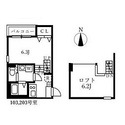 ハーモニーテラス愛知町3 1Kの間取図画像