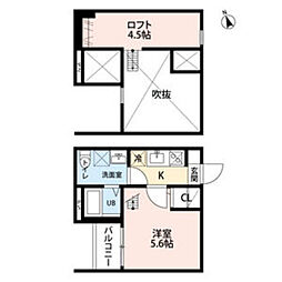 エスポワールBeBe 1Kの間取図画像