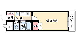 ジュネス藤原 1Kの間取図画像