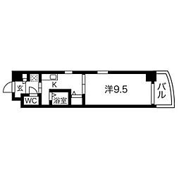 クレセール・サン 1Kの間取図画像