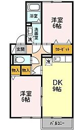 メゾンラフィーネ 2DKの間取図画像