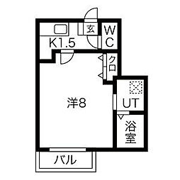 リブレア日比野西B 1Kの間取図画像
