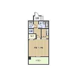 サンハイム2 1Kの間取図画像