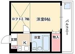 ハイツ上社 1Kの間取図画像