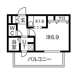 プレサンス金山グリーンパークス 1Kの間取図画像