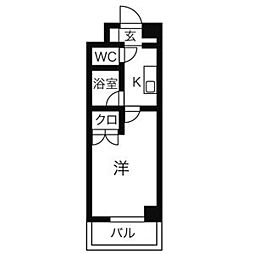 第2コーポ魚半 1Kの間取図画像