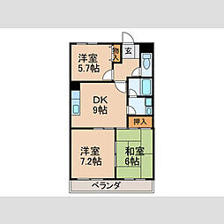パティオ杁ヶ池 3DKの間取図画像