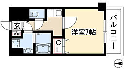 ヴィラマリオン 1Kの間取図画像